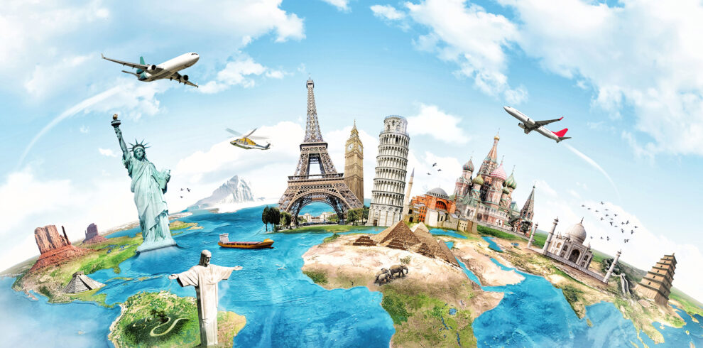 Travel the world monument concept